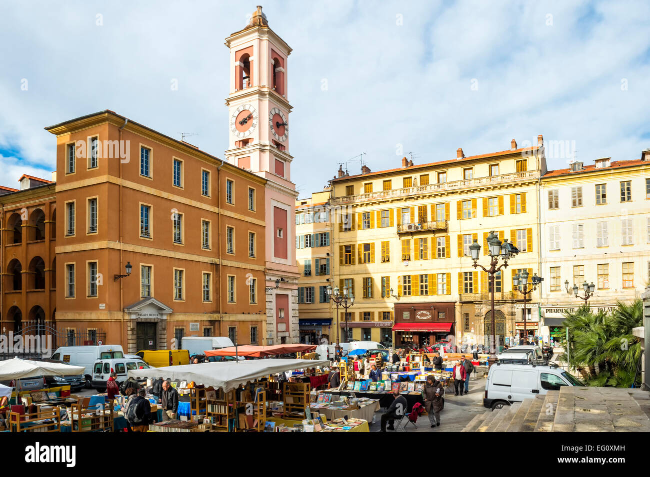 Palais Rusca, Buchmarkt, Place du Palais, Altstadt von Nizza, Alpes-Maritimes Abteilung, Cote d ' Azur, Frankreich Stockfoto