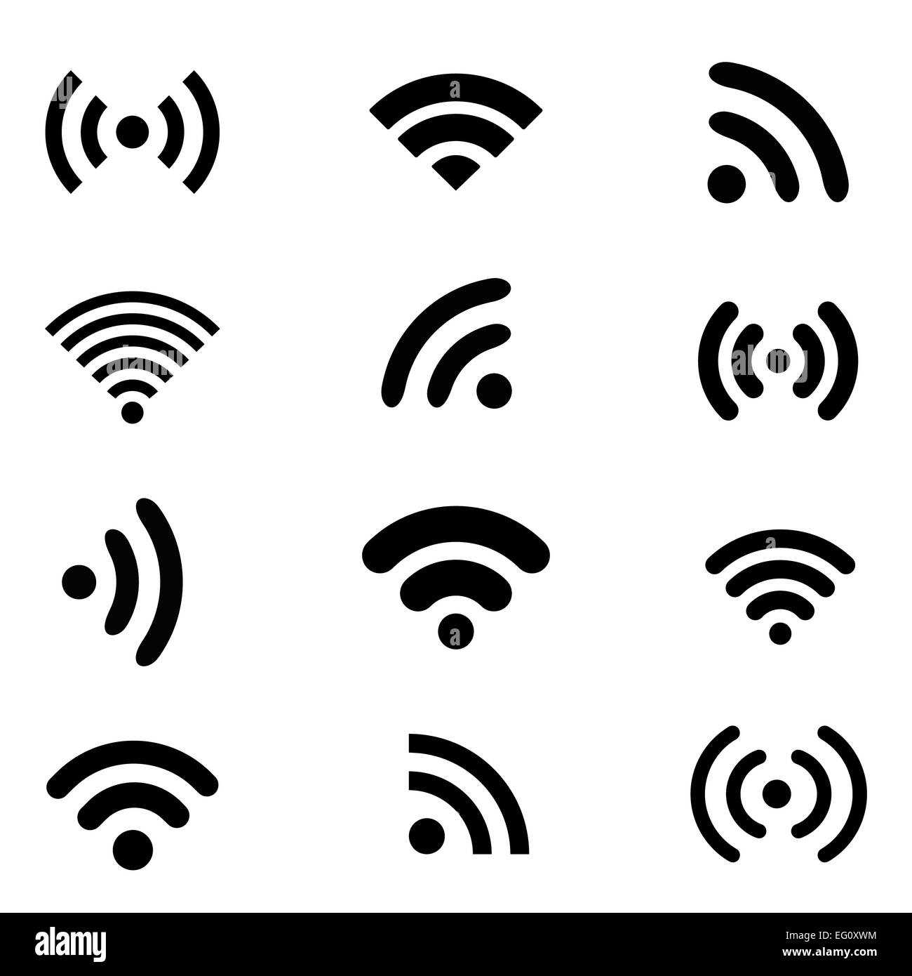 Wireless-Technologie stellen schwarze Web Icons. Stockfoto