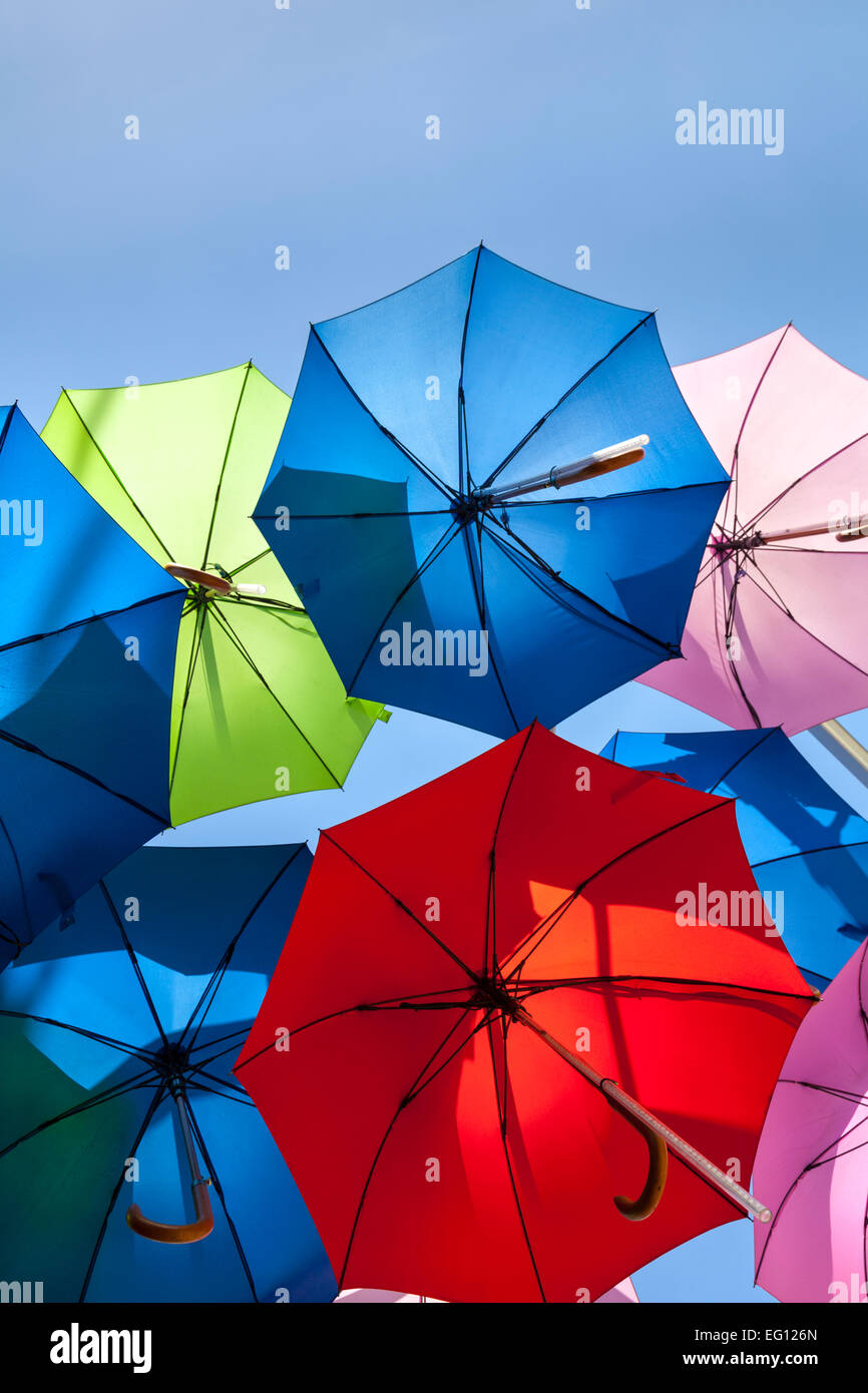 Regenschirm Kunstinstallation im Borough Market, am Brauen Wharf Hof, SE1, London Stockfoto