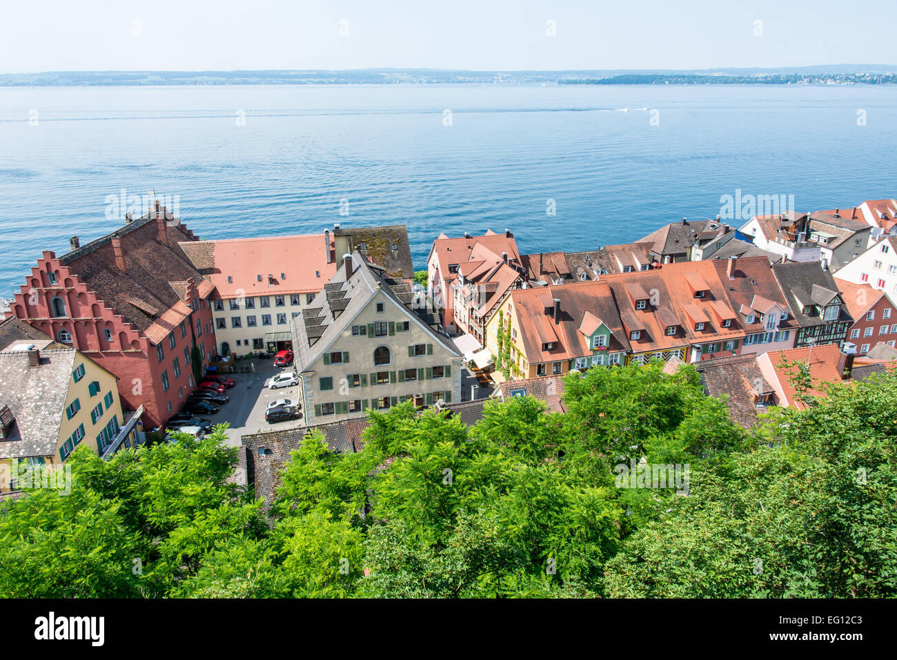 Blick über die Stadt Meersburg am Bodensee (Bodensee) in Deutschland Stockfoto