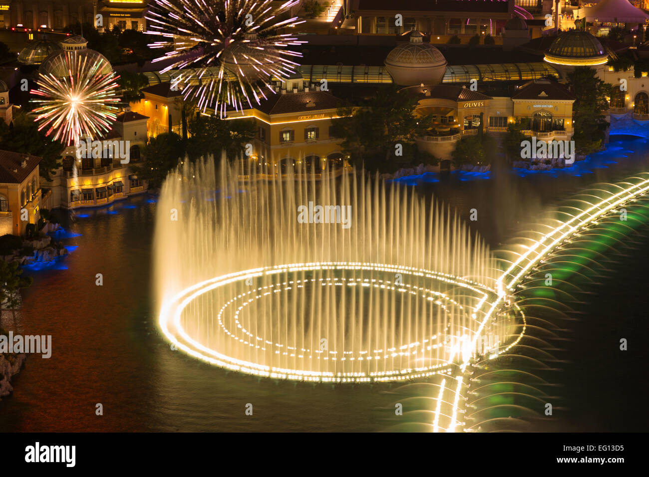 HOTEL CASINOS BELLAGIO FOUNTAINS SOUND LIGHT SHOW STRIP LAS VEGAS NEVADA USA Stockfoto