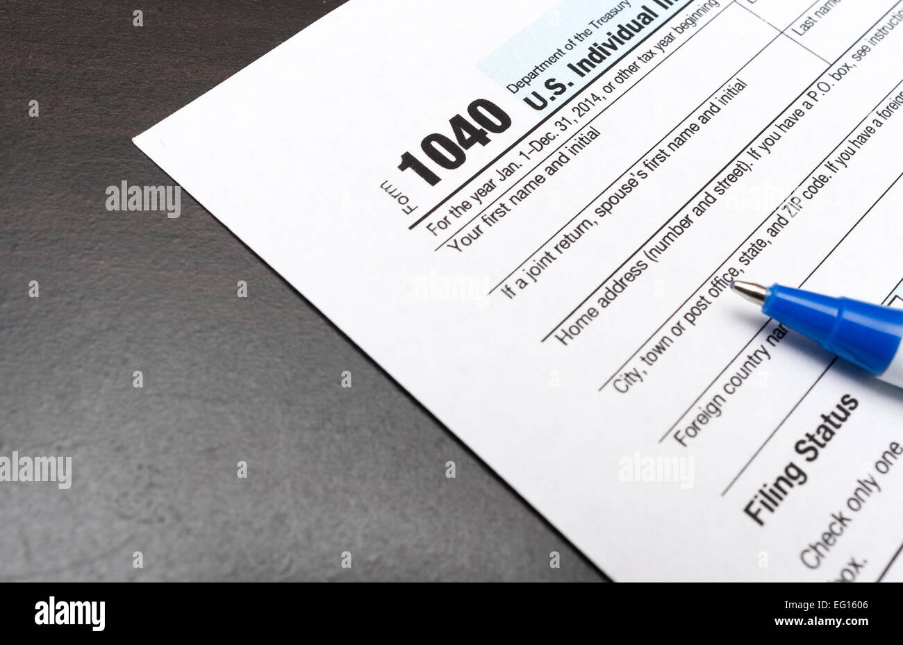Individuelle Steuererklärung Formular 1040 Stockfoto