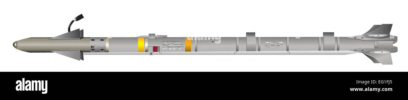 AIM-9 X nächste Generation Sidewinder Hauptfunktion: Wärme sucht Luft-Luft-Rakete. Abmessungen: Länge 9 ft 11 in.; Durchmesser 5.; Spannweite 13,9 In. Stockfoto