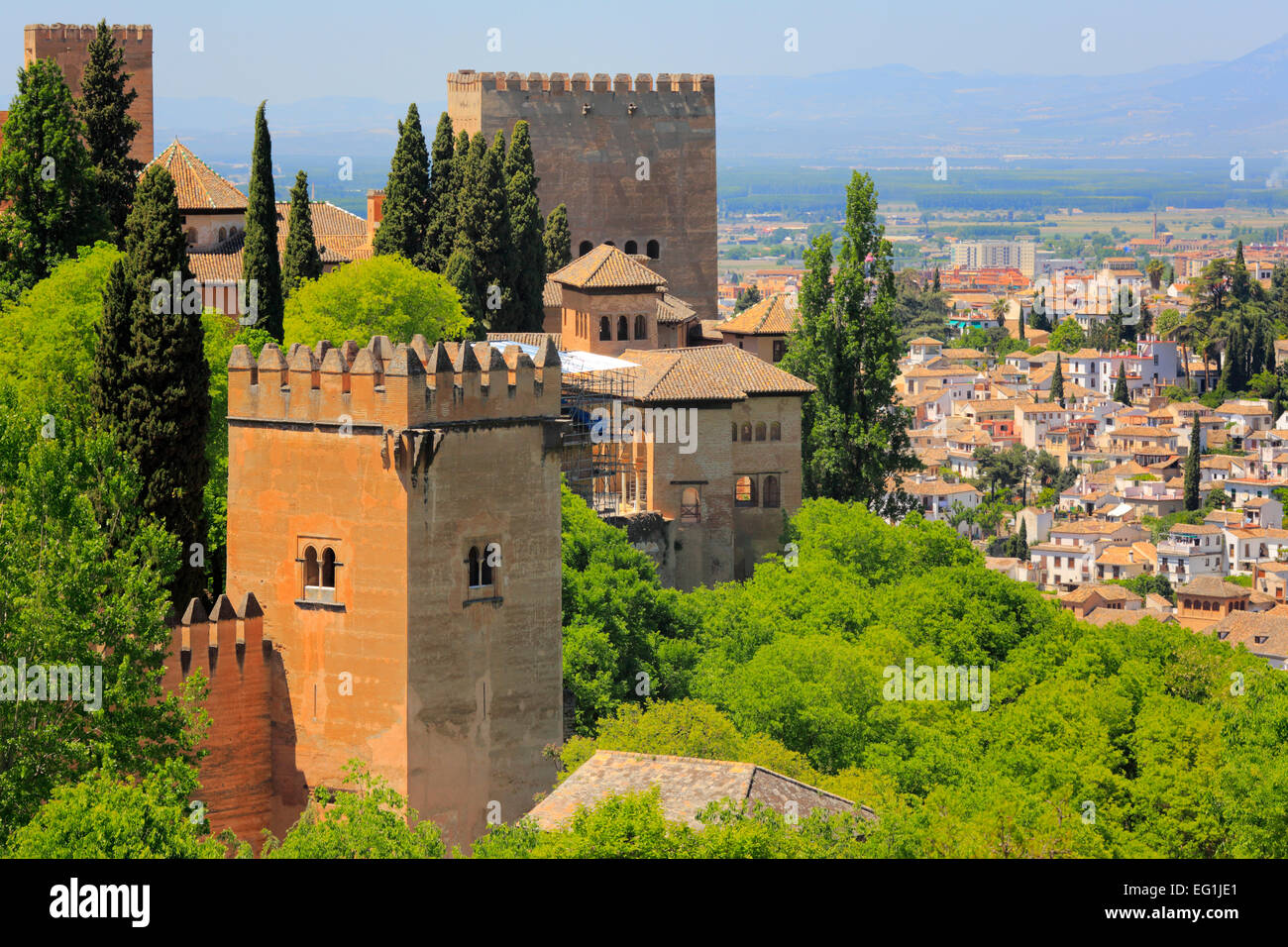 Türme der Alhambra, Granada, Andalusien, Spanien Stockfoto