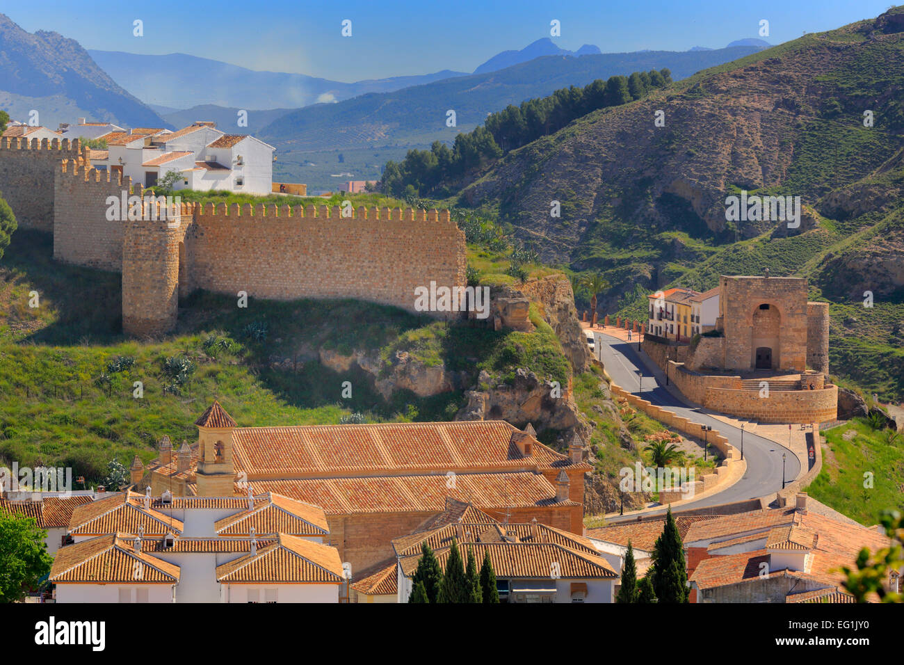 Alcazaba (Burg), Antequera, Andalusien, Spanien Stockfoto