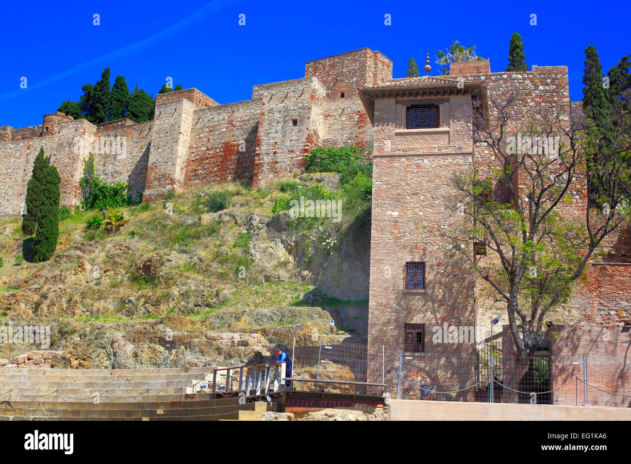 Alcazaba, Malaga, Andalusien, Spanien Stockfoto