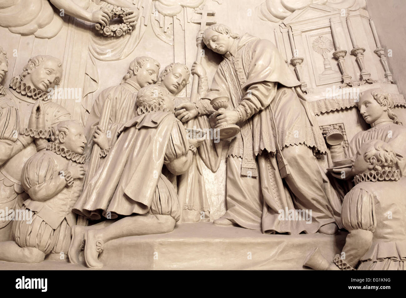 Eucharistie, Altar des San Luis Gonzaga, Oratorium von San Felipe Neri, Cádiz, Andalusien, Spanien Stockfoto