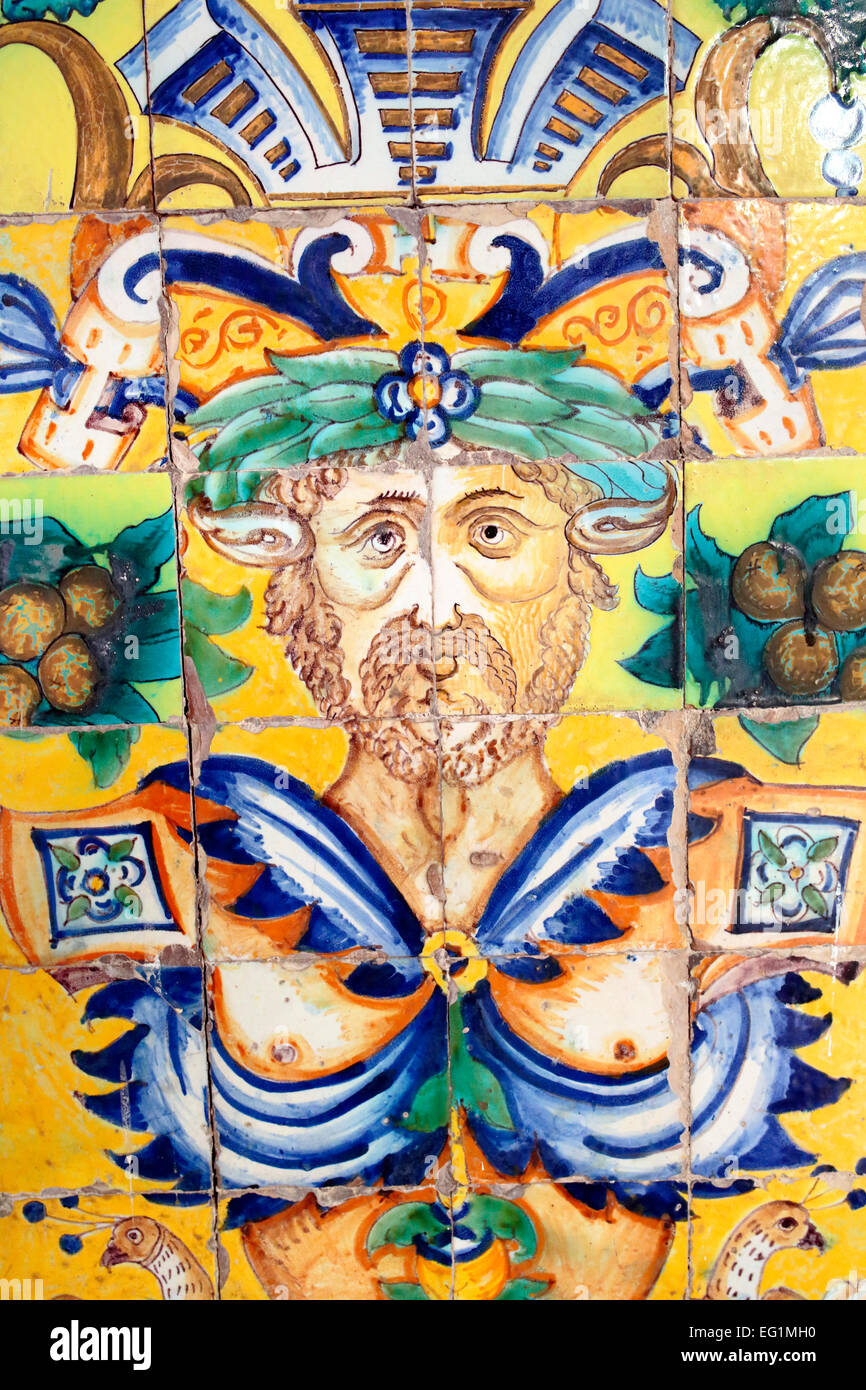 Azuleho, keramische Fliesen, Museum der schönen Künste (Museo de Bellas Artes), Sevilla, Andalusien, Spanien Stockfoto