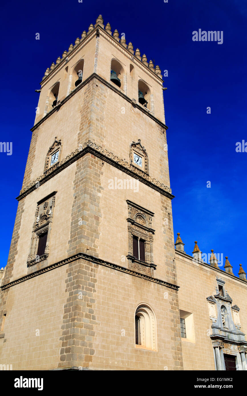 Turm der Kathedrale, Badajoz, Extremadura, Spanien Stockfoto