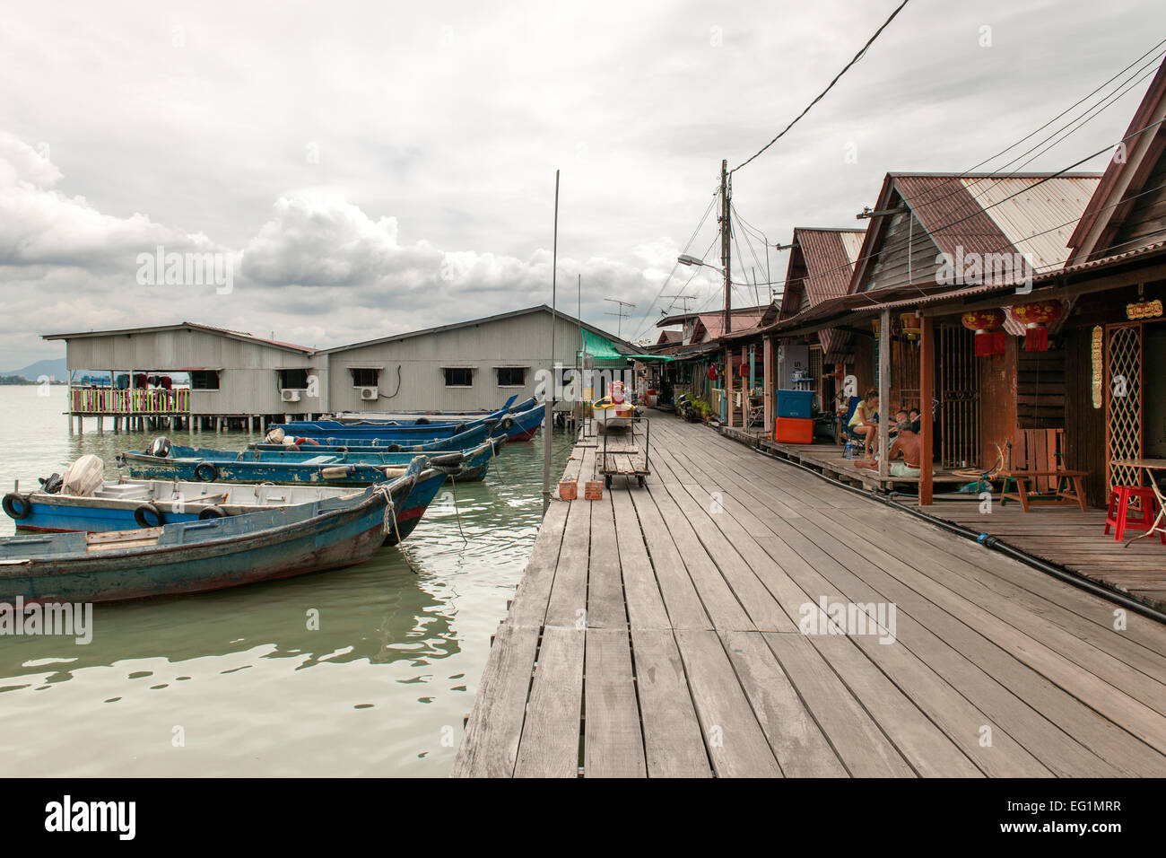 Kauen Sie Jetty (aka Seh kauen Keo), einer historischen Hafen-Siedlung in George Town, Penang, Malaysia. Stockfoto