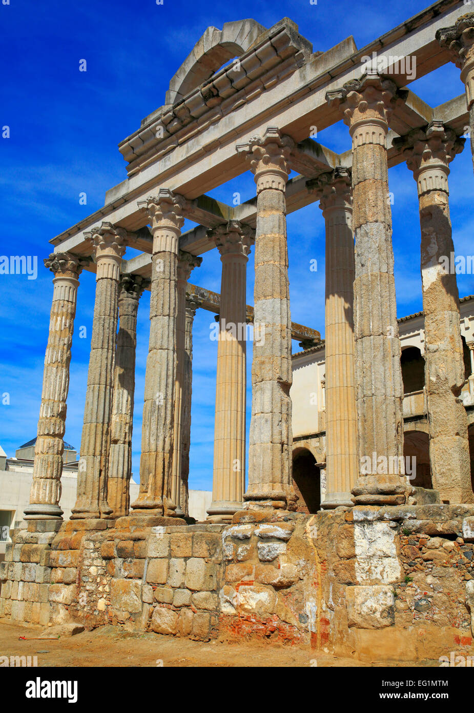 Diana-Tempel, das Forum Romanum, Merida, Extremadura, Spanien Stockfoto