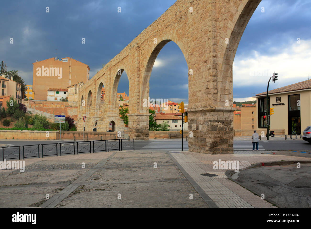 Los Arcos Aquädukt (16. Jahrhundert), Teruel, Aragon, Spanien Stockfoto