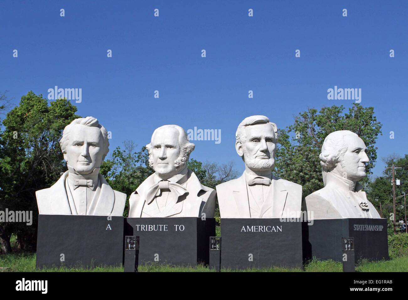 PRESIDENTIAL BÜSTEN IN HOUSTON TEXAS EINE HOMMAGE AN DIE AMERIKANISCHEN STAATSKUNST Stockfoto