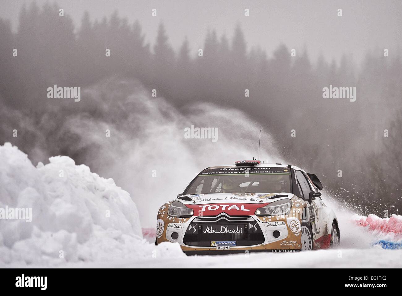 Schweden. 13. Februar 2015. Rallye-Weltmeisterschaft in Schweden. Mads Ostebrg (NOR) und Jonas Andersson (SWE) - Citroen DS3 WRC © Aktion Plus Sport/Alamy Live News Stockfoto