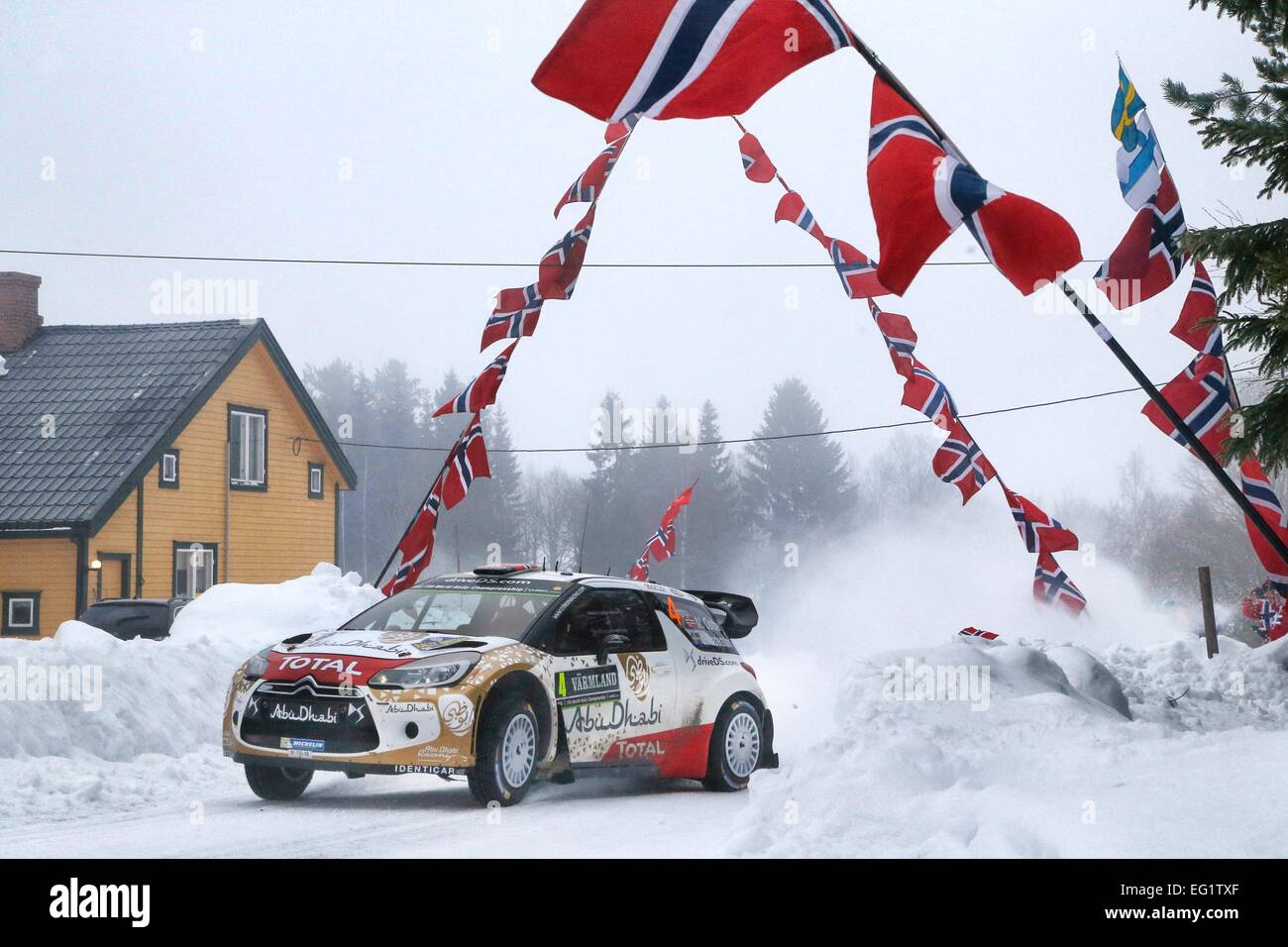 Schweden. 13. Februar 2015. Rallye-Weltmeisterschaft in Schweden. Mads Ostebrg (NOR) und Jonas Andersson (SWE) - Citroen DS3 WRC © Aktion Plus Sport/Alamy Live News Stockfoto