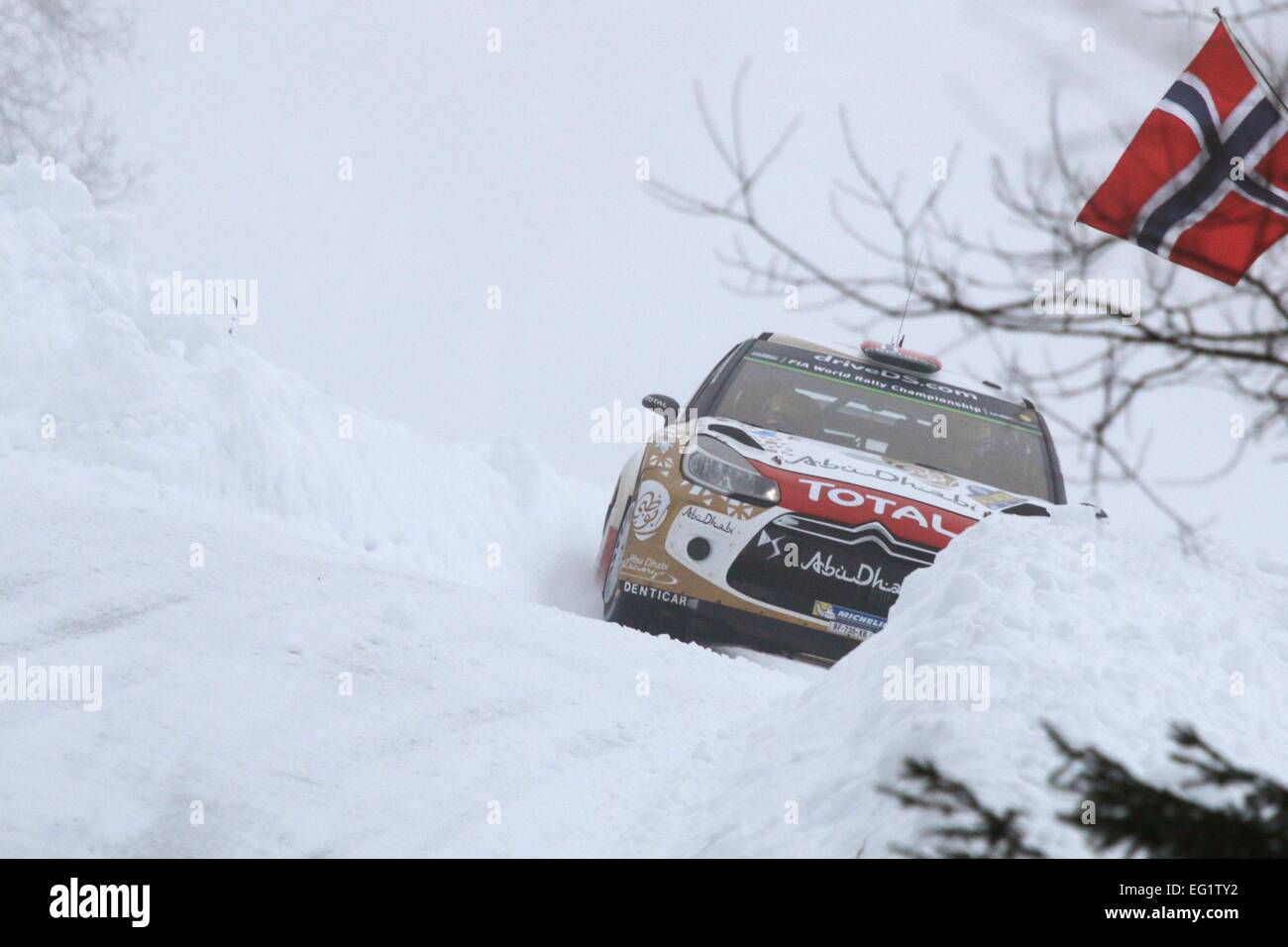 Schweden. 13. Februar 2015. Rallye-Weltmeisterschaft in Schweden. Mads Ostebrg (NOR) und Jonas Andersson (SWE) - Citroen DS3 WRC © Aktion Plus Sport/Alamy Live News Stockfoto