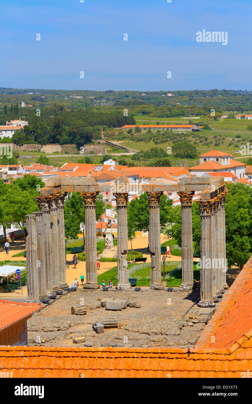 Römische Tempel der Diana (1. Jahrhundert n. Chr.) von Dom, Evora, Alentejo, Portugal Stockfoto