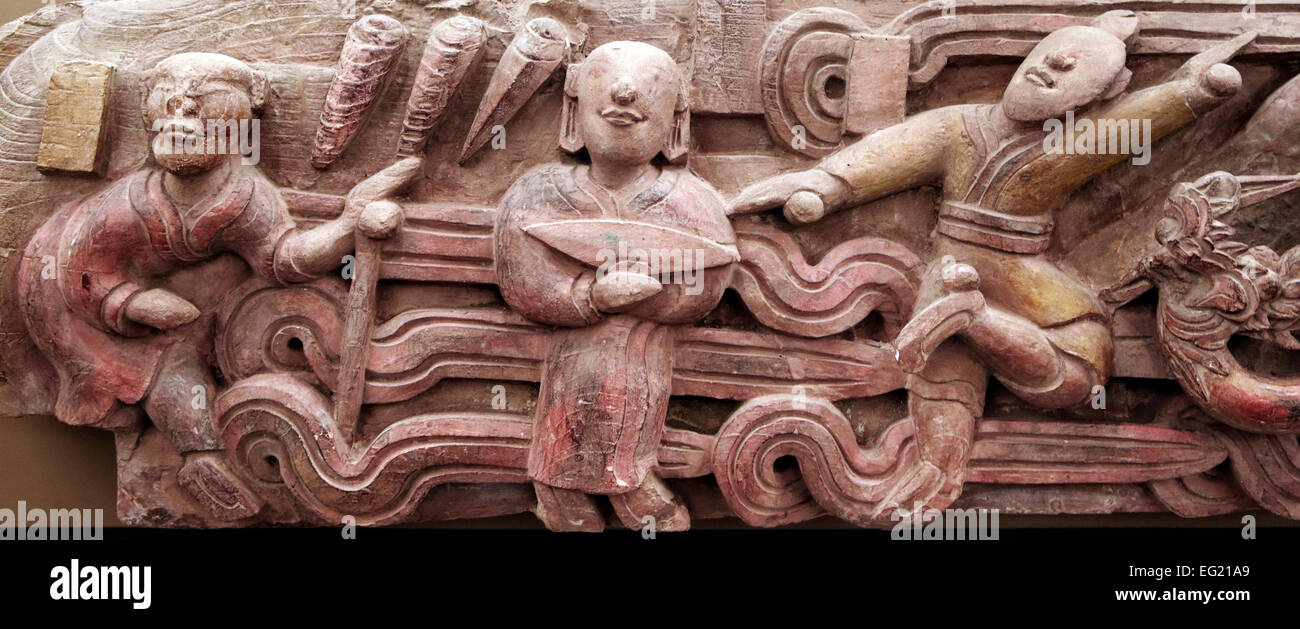 Hölzerne Flachrelief, Museum der schönen Künste, Hanoi, Vietnam Stockfoto