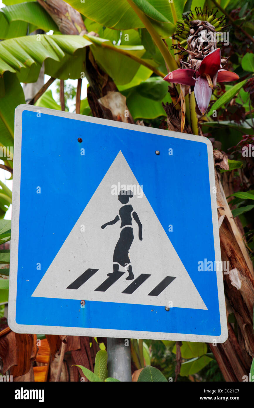 Fußgängerüberweg Zeichen, Luang Prabang, Laos Stockfoto