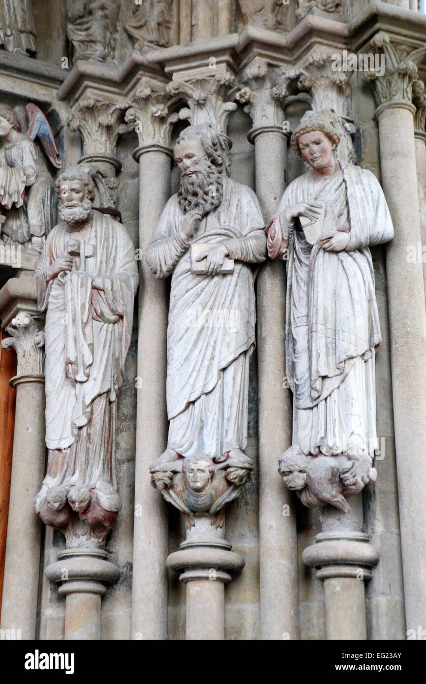 Portal der Kathedrale Notre-Dame (1235), Lausanne, Schweiz Stockfoto