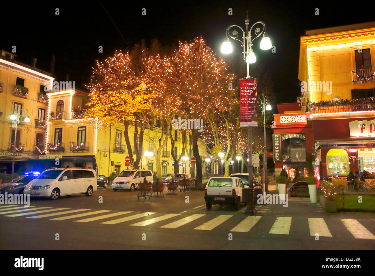 Nacht Stadtbild, Sorrent, Kampanien, Italien Stockfoto
