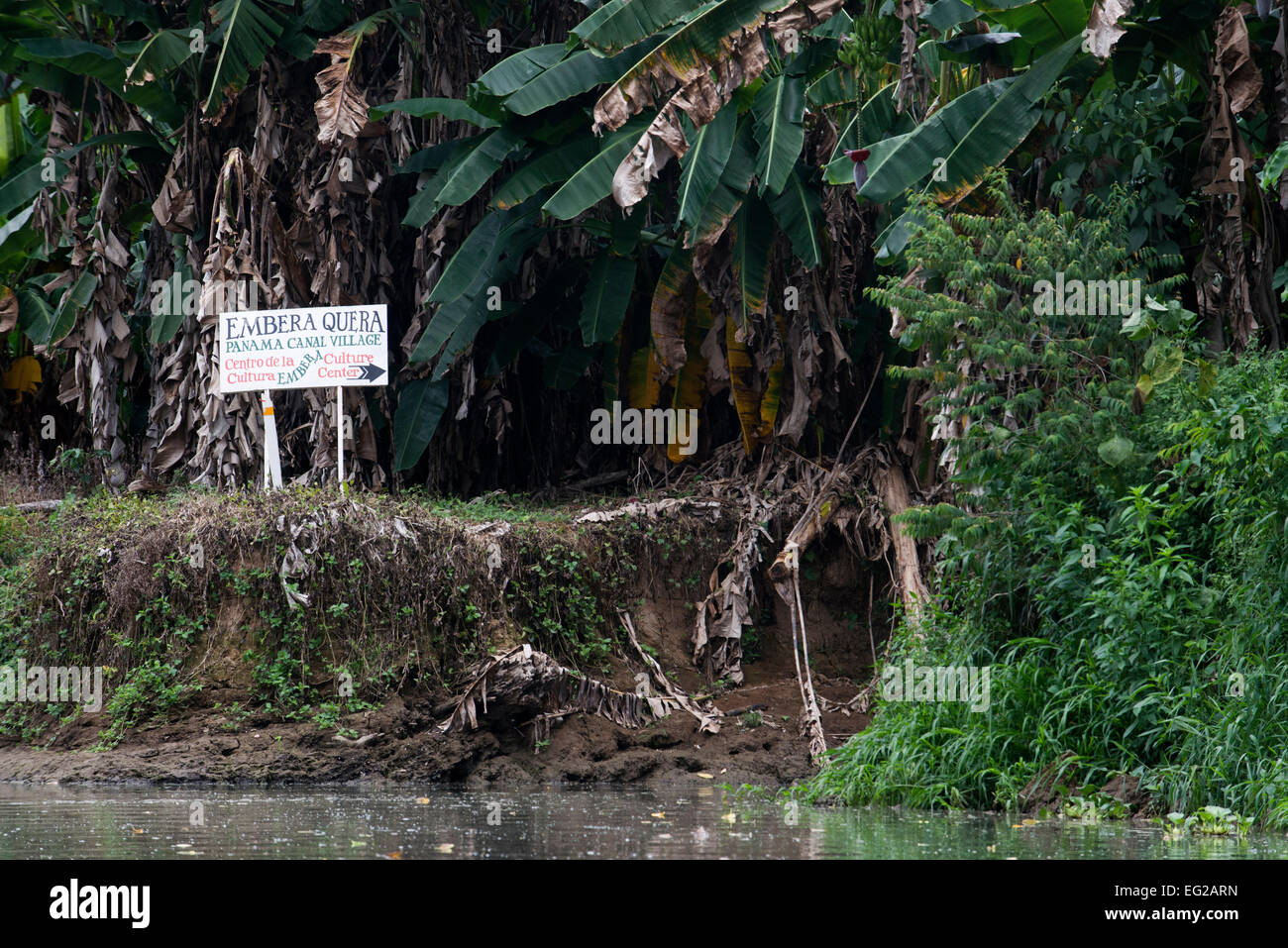 Embera Dorf, Panama. Panama Embera Menschen indischen Dorf einheimische Indio Indios eingeborenen Indianer einheimische lokale Parque Stockfoto