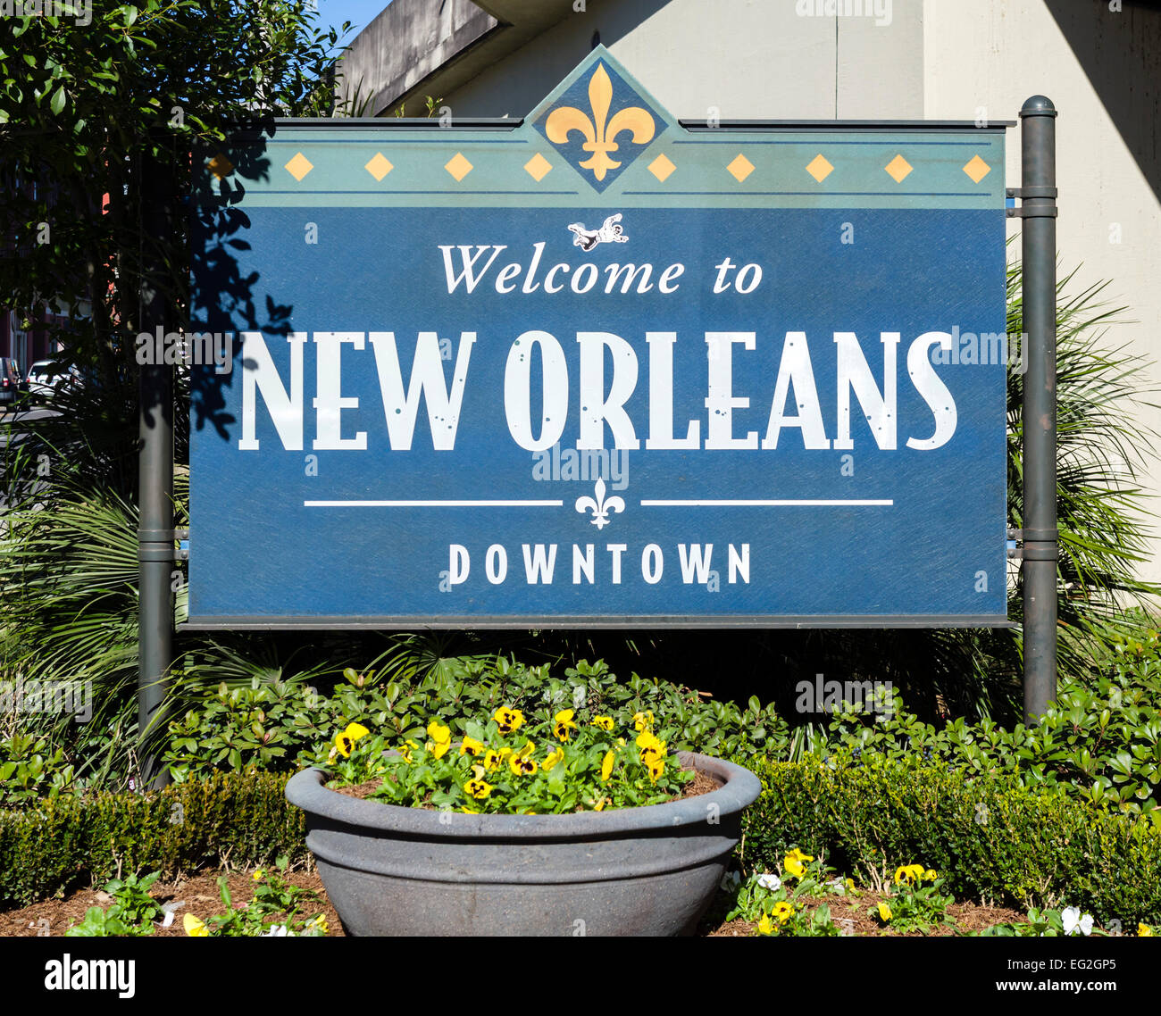 Willkommen Sie bei New Orleans Innenstadt Zeichen, Camp Street, New Orleans, Louisiana, USA Stockfoto