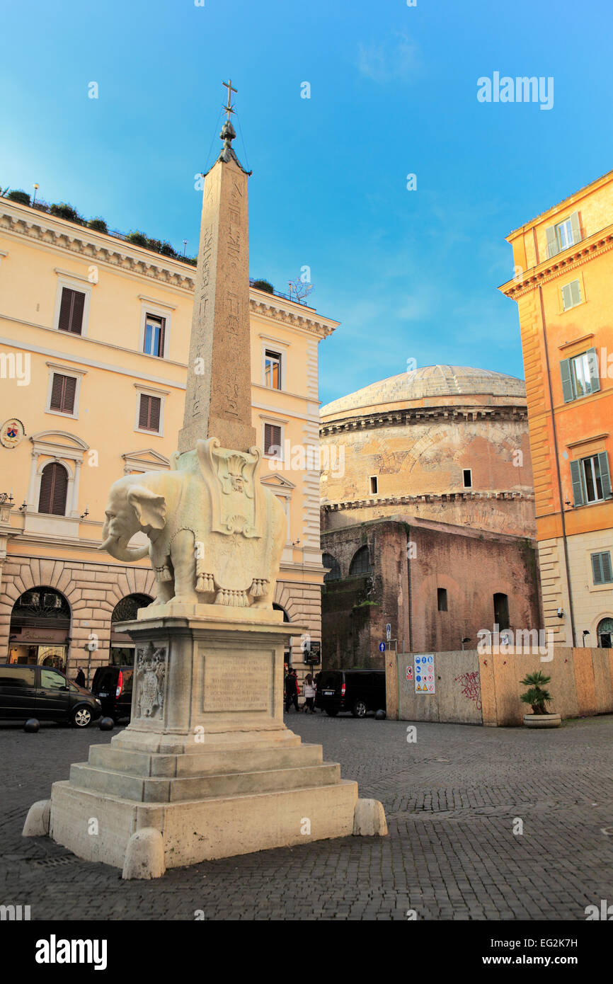 Elefant und Obelisk von Bernini (1667), Piazza della Minerva, Rom, Italien Stockfoto