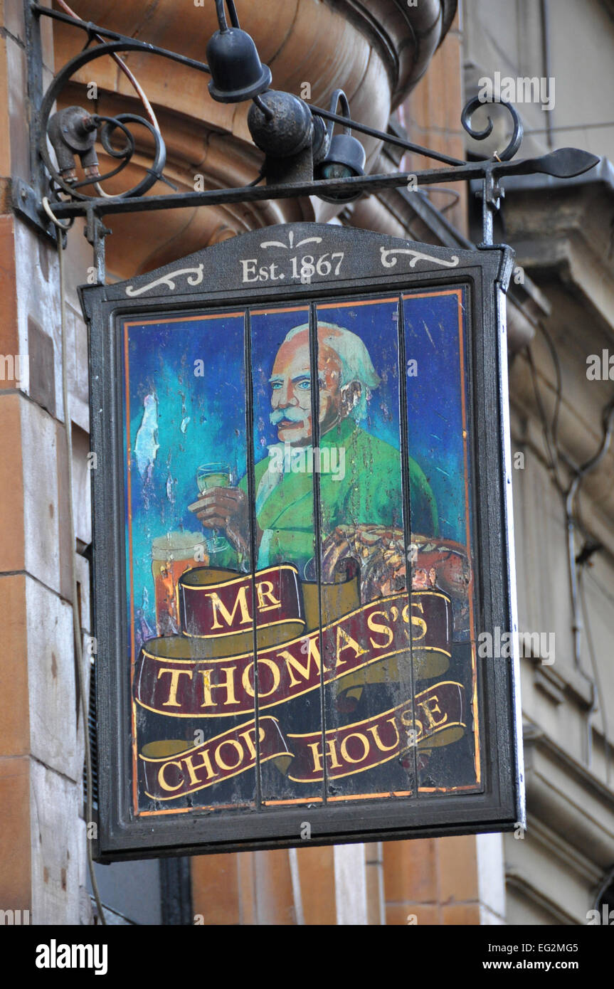 Herr Thomas Chop House, berühmte Essen Haus und Pub in Manchester, UK Stockfoto