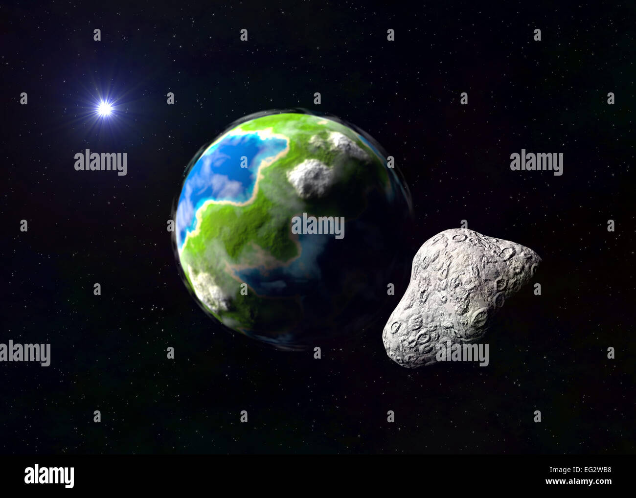 Angriff des Asteroiden auf der Erde Stockfoto