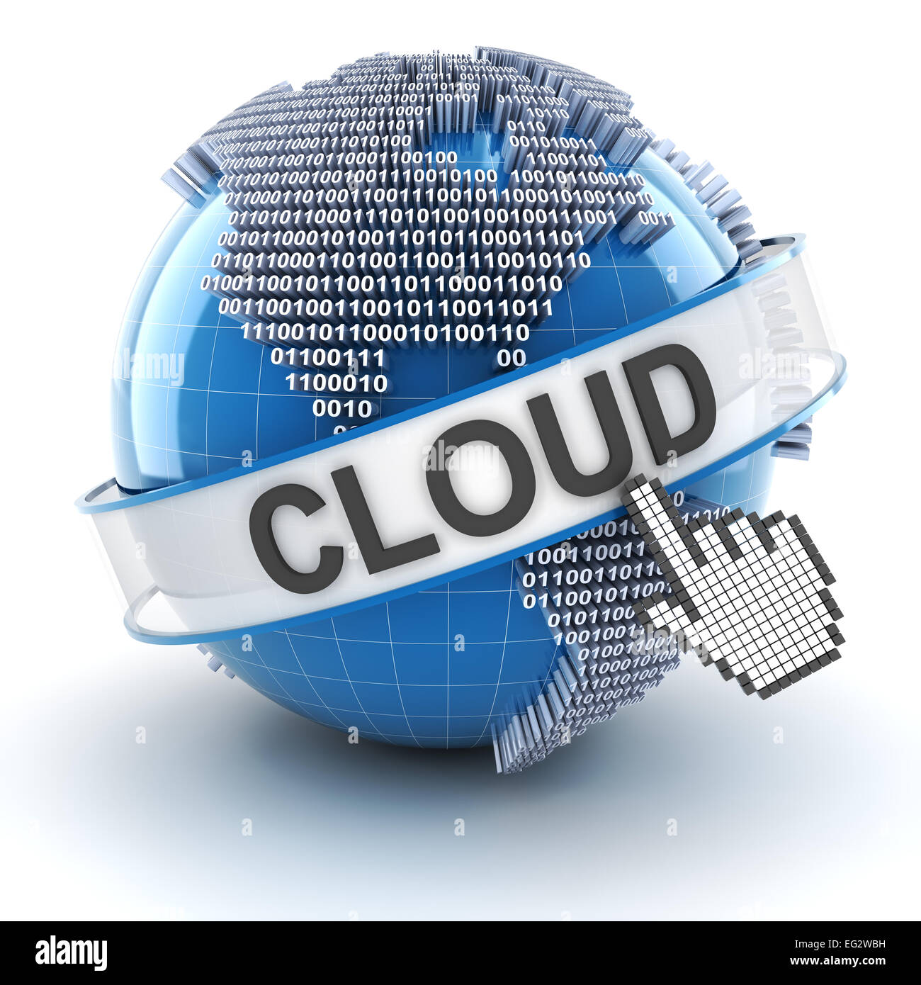 Cloud-Technologie-Symbol mit digital Globe, 3d Rendern Stockfoto