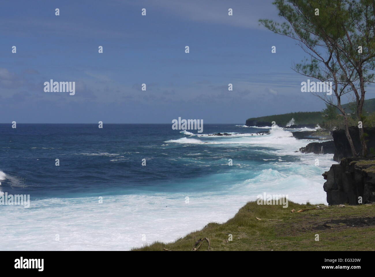 Vulkanischer Lava Felsen, Sud Sauvage, La Réunion, Indischer Ozean Stockfoto