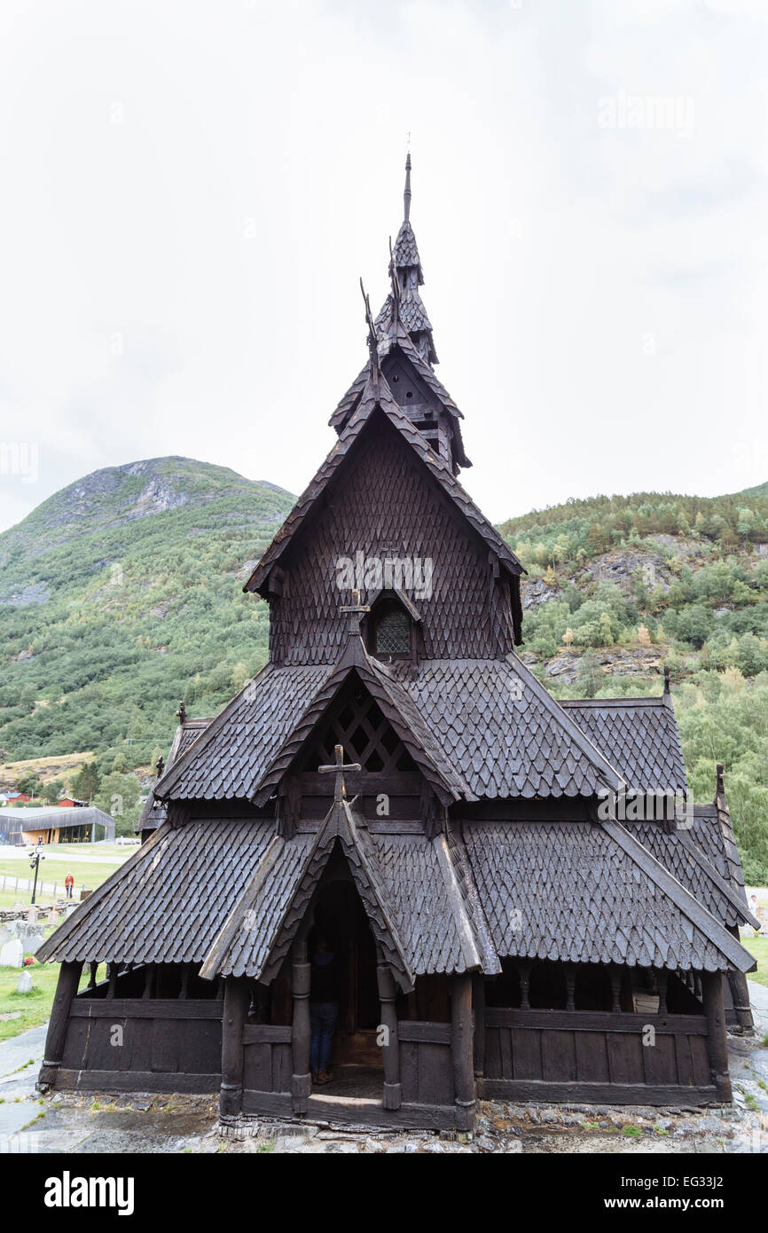 Borgund Stabkirche, in der Nähe von Laerdal, Norwegen Stockfoto