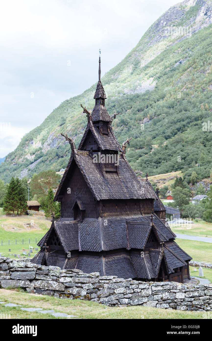 Borgund Stabkirche, in der Nähe von Laerdal, Norwegen Stockfoto
