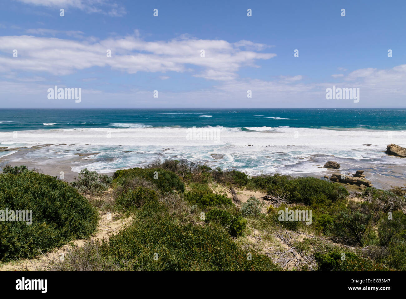 Ansicht von Cheviot Beach von Cheviot Hügel, Point Nepean National Park, Portsea, Mornington Peninsula, Victoria, Australien Stockfoto