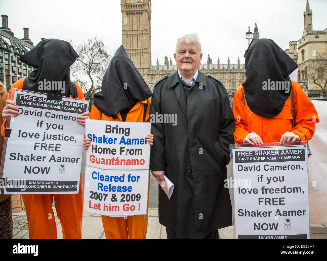 Protest am 13. Jahrestag der Inhaftierung Shakar Aamer durch die US-Regierung in Guantanemo Bay auf Kuba Stockfoto
