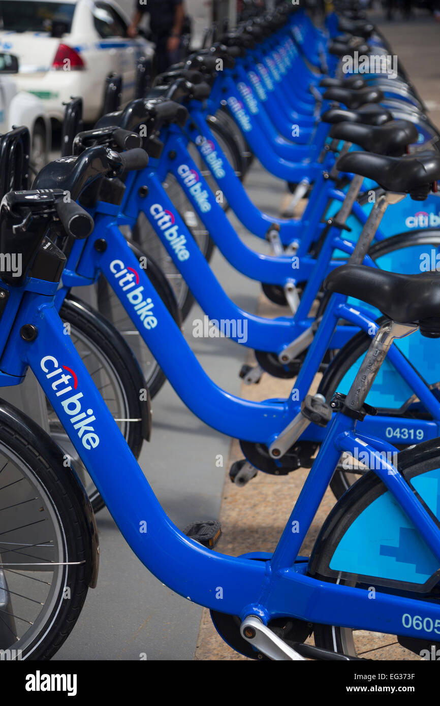 Citi Bike Vermietung Fahrräder, Manhattan, New York Stockfoto
