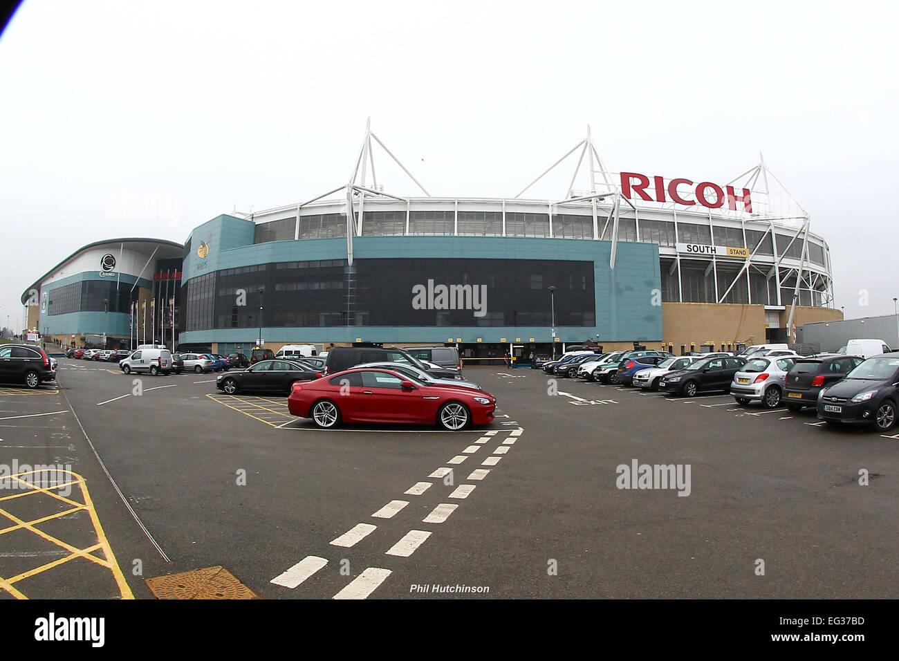 Coventry, Vereinigtes Königreich. 15. Februar 2015. Aviva Premiership. Wespen im Vergleich zu Harlekine. Gesamtansicht der Ricoh Arena vor dem Spiel. Bildnachweis: Aktion Plus Sport/Alamy Live-Nachrichten Stockfoto