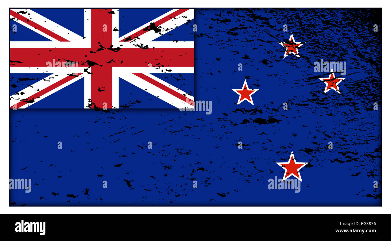 Ein Neuseeland Grunge Flaggendesign isoliert auf weißem Hintergrund Stockfoto