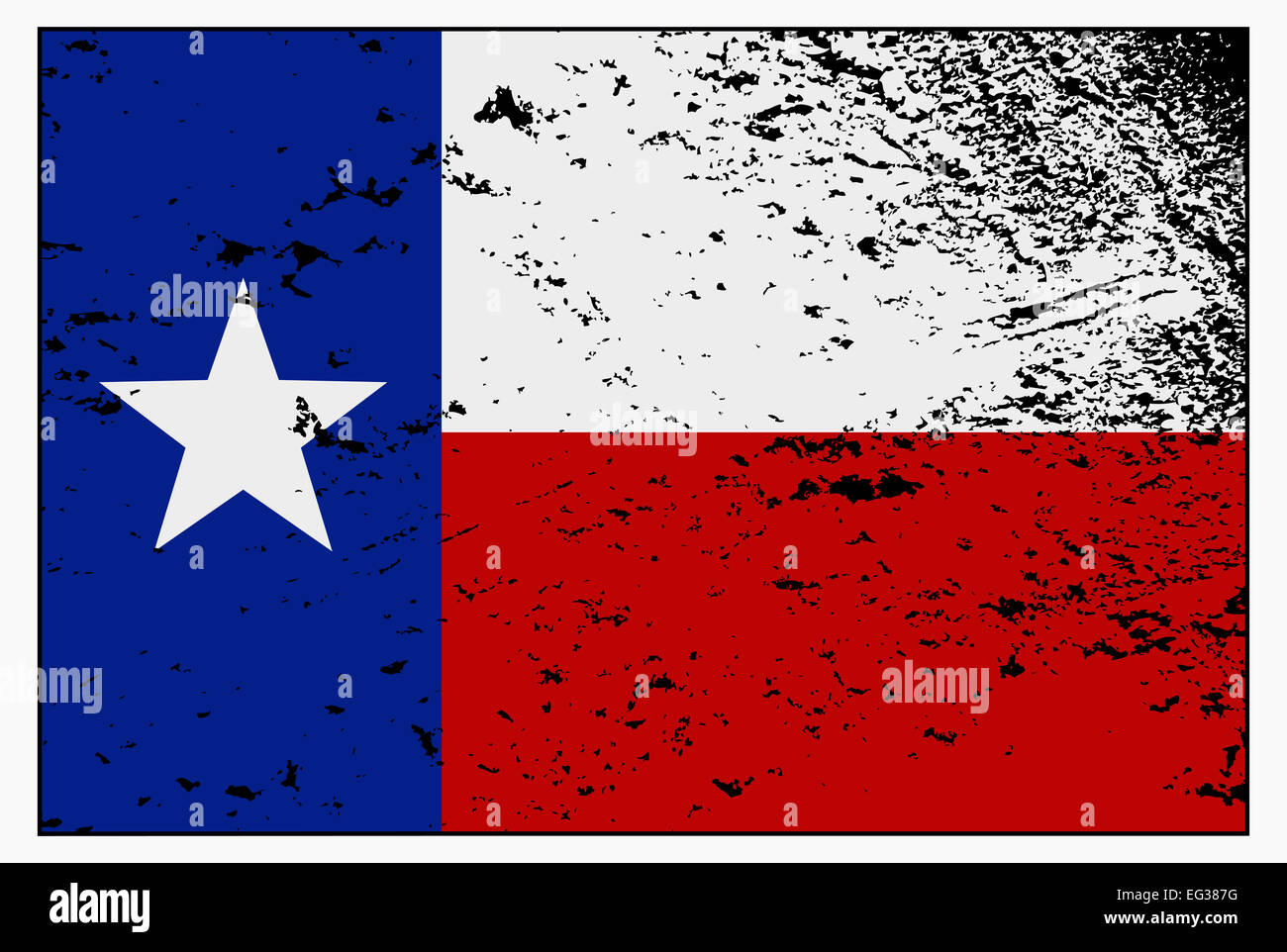 Eine Texas Flagge mit einem Grunge-Design auf einem weißen Hintergrund isoliert Stockfoto