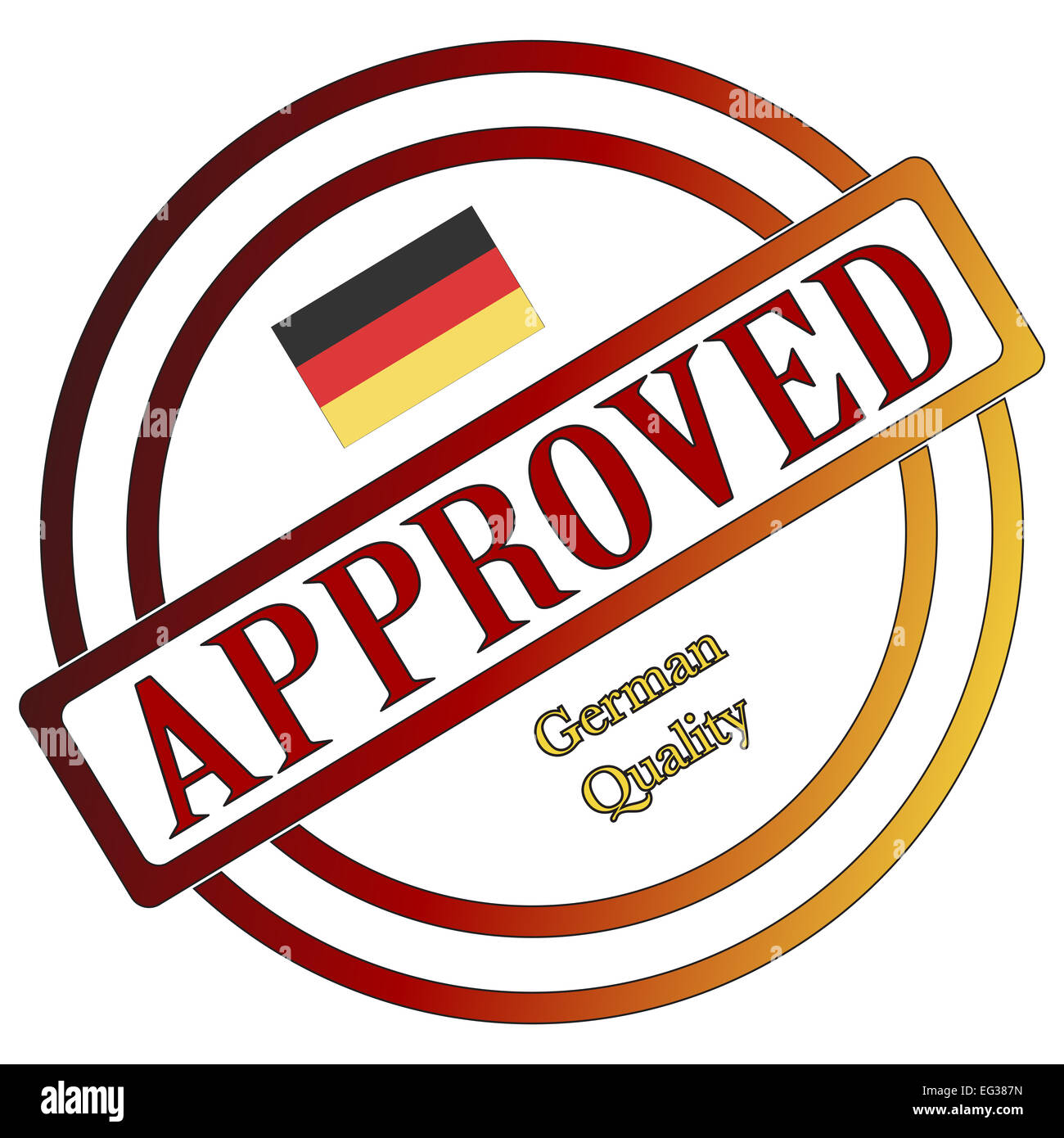 Ein Deutsches Gütesiegel isoliert auf weißem Hintergrund Stockfoto