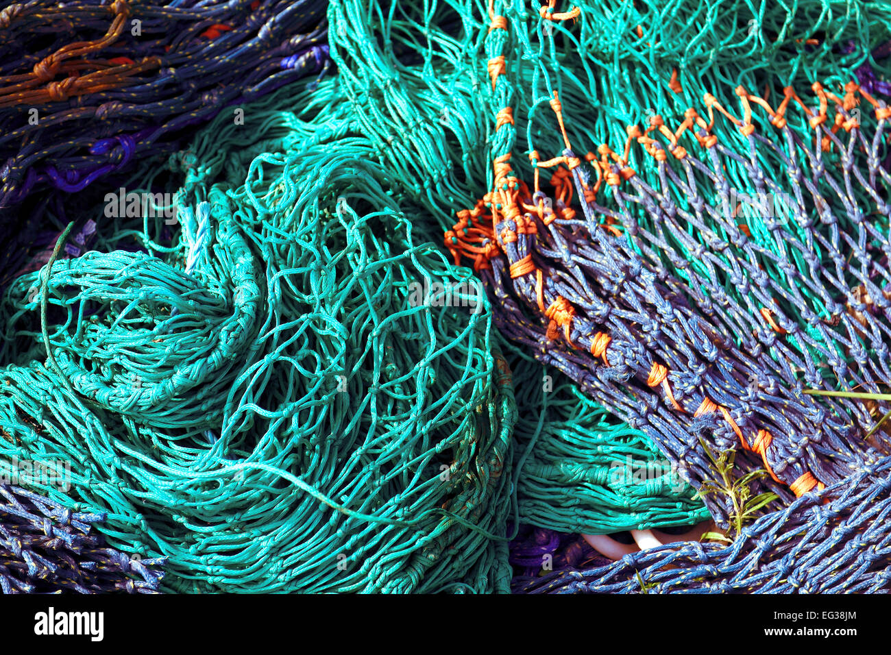 Fischernetze auf Holy Island Stockfoto