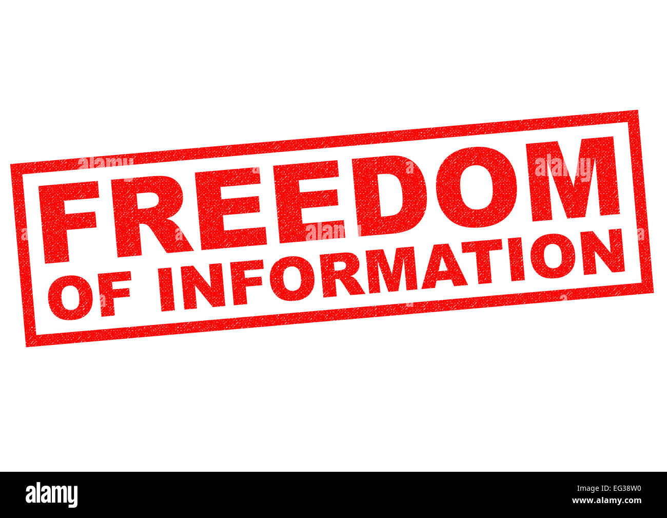 FREEDOM OF INFORMATION roten Stempel auf einem weißen Hintergrund. Stockfoto