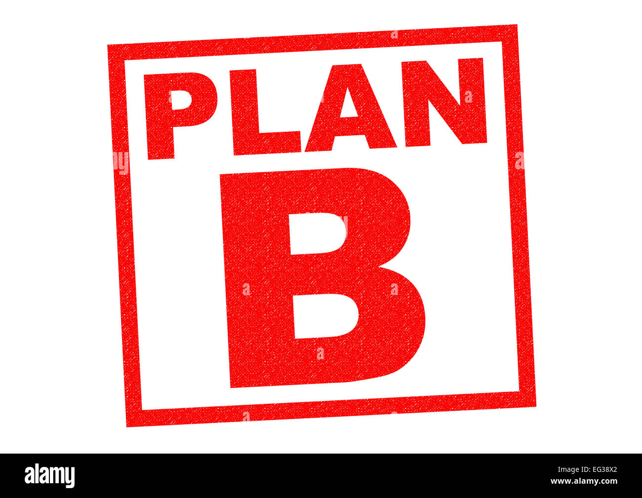 PLAN B rot Stempel auf einem weißen Hintergrund. Stockfoto