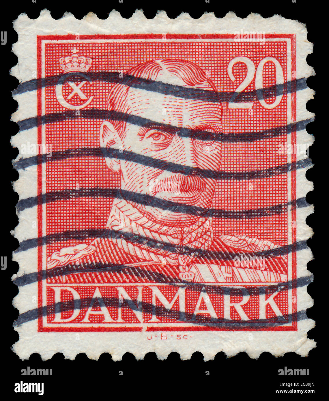 Dänemark - ca. 1942: Eine Briefmarke gedruckt in Dänemark zeigt König Christian X, ca. 1942. Stockfoto