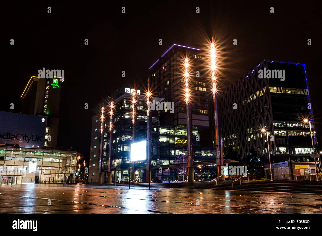 Media City bei Nacht Stockfoto