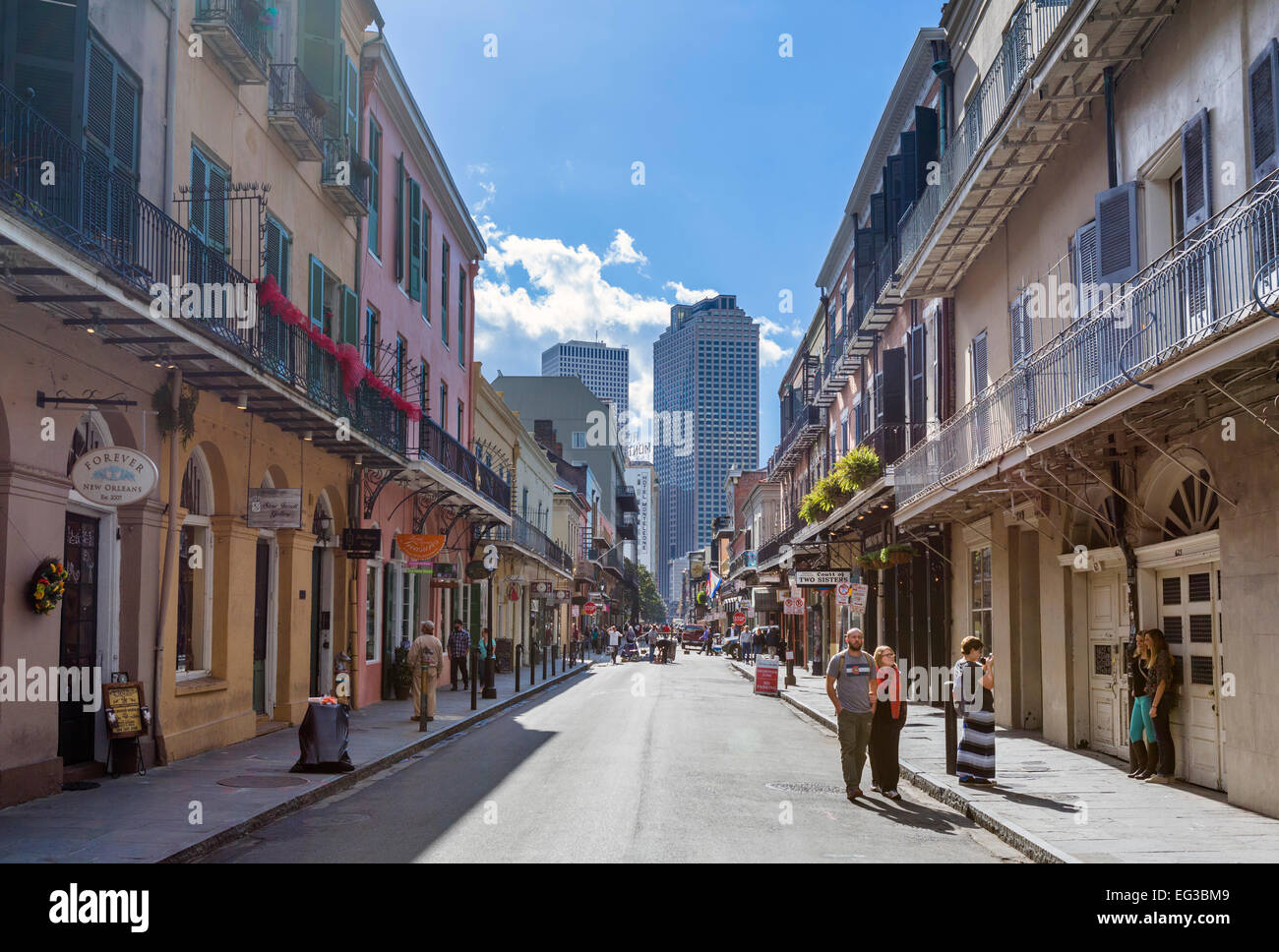 Königliche Straße, Blick in Richtung Innenstadt, French Quarter, New Orleans, Louisiana, USA Stockfoto