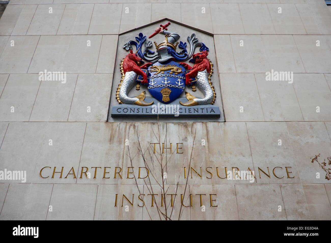 Die gecharterten Versicherung Institut Crest Aldermanbury Stadt von London UK Stockfoto