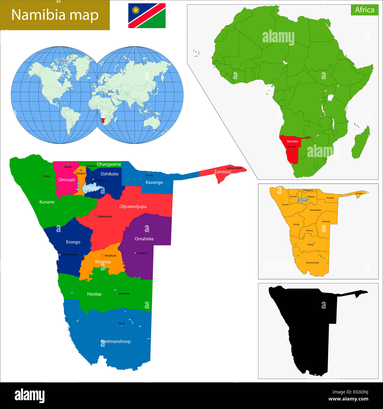 Namibia Karte Stockfoto