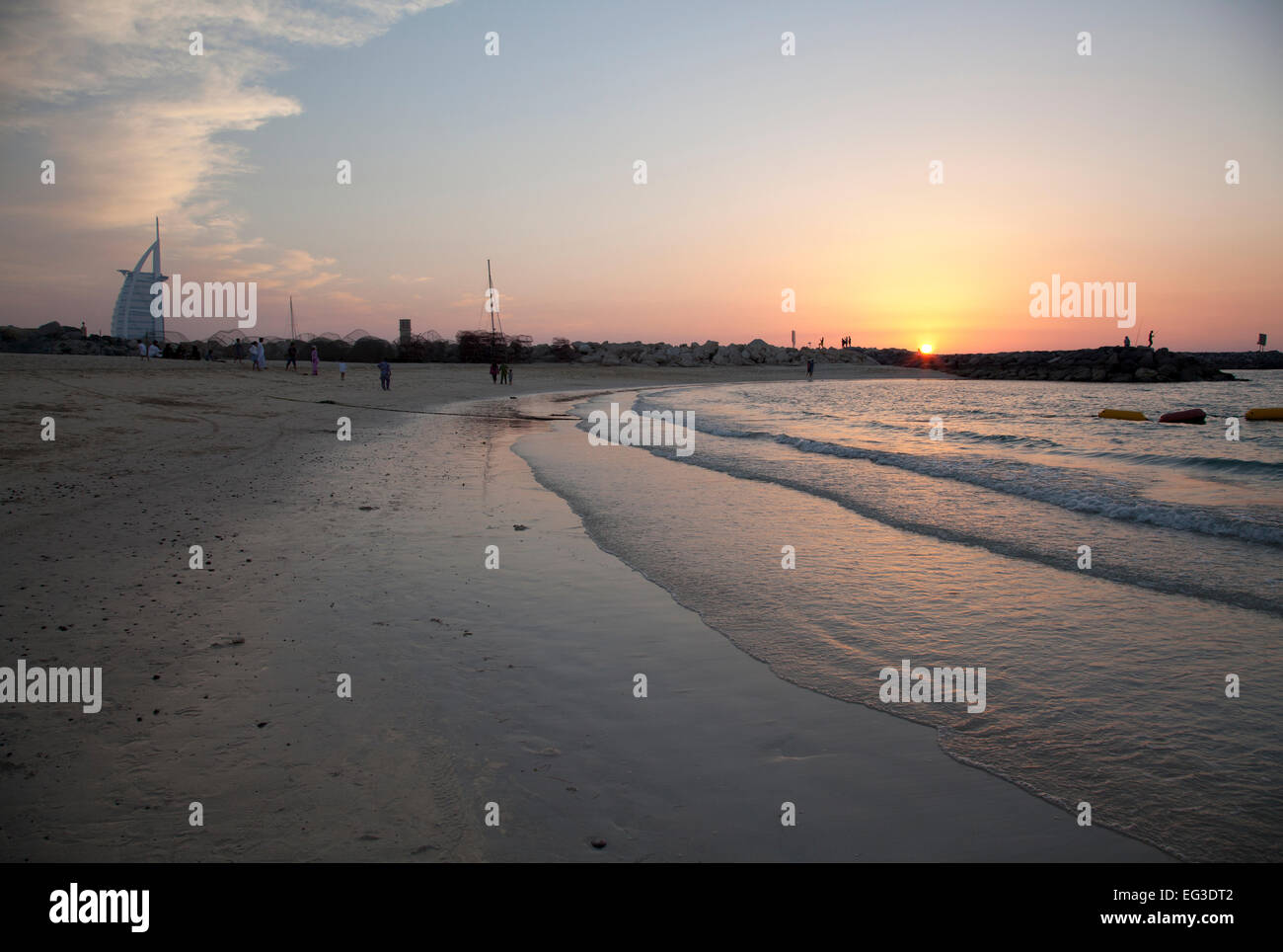 Sunsent, Jumeirah Beach, Dubai, VAE Stockfoto